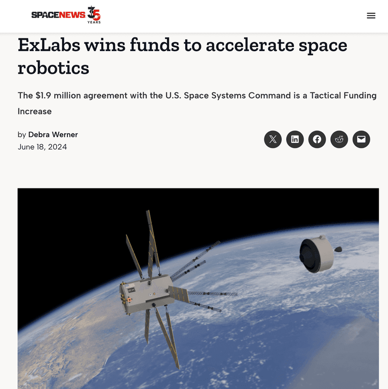 ExLabs Wins Funds to Accelerate Autonomous Spacecraft Robotics System | Space News
